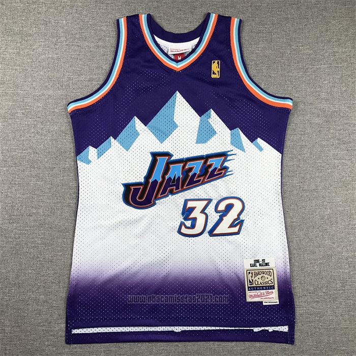 Camiseta Nino Utah Jazz Karl Malone #32 Mitchell & Ness 1996-97 Violeta